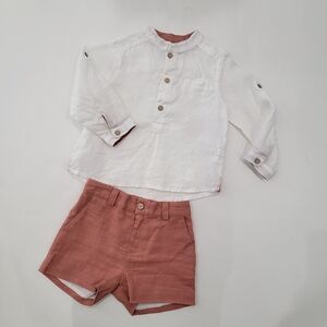 Martin Aranda White And Rust Shorts Set Sz 12 Months